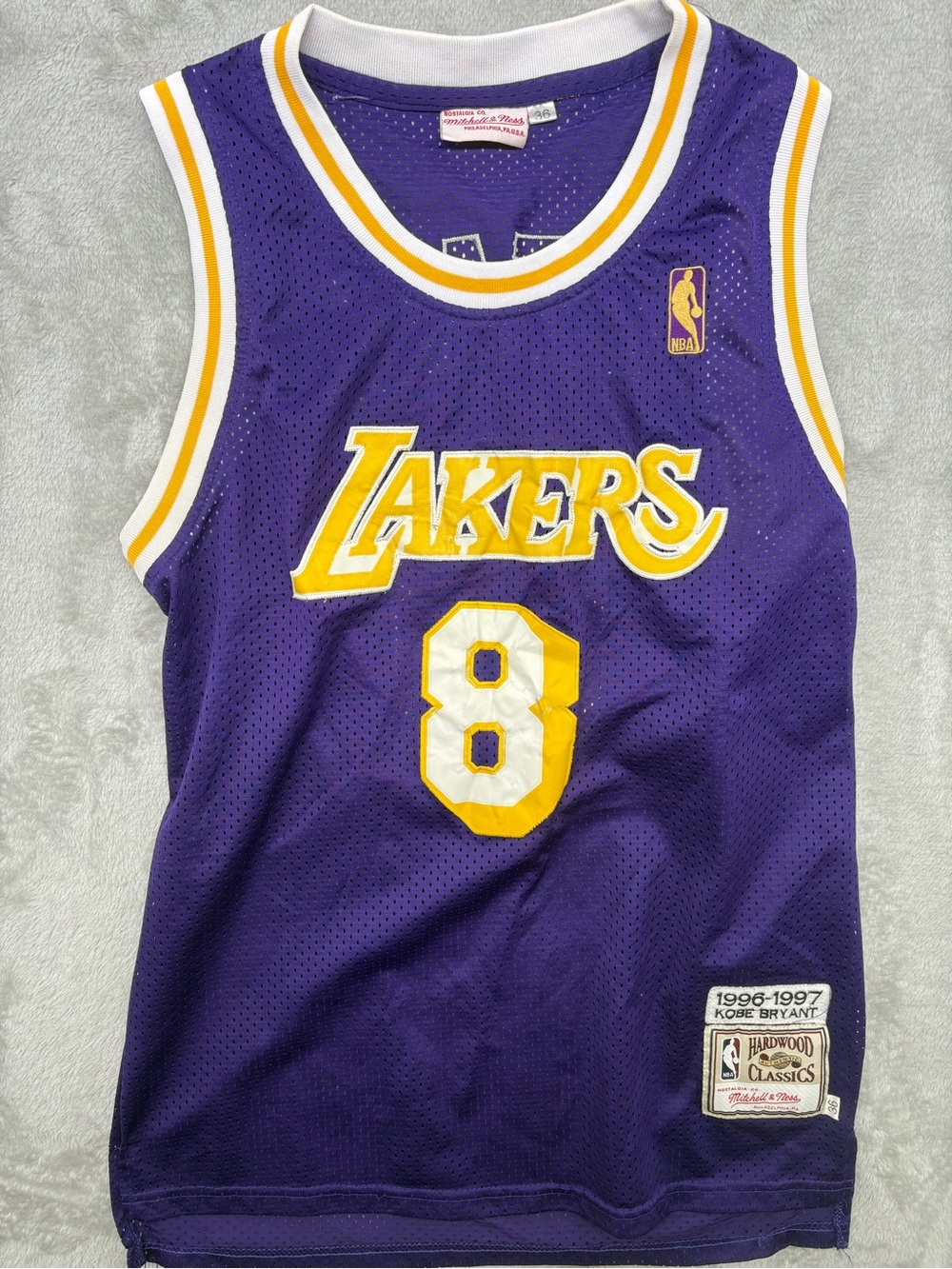 Kobe Bryant Mitchell & Ness Purple Gold Jersey Hardwood Classics 96-97 Size 36
